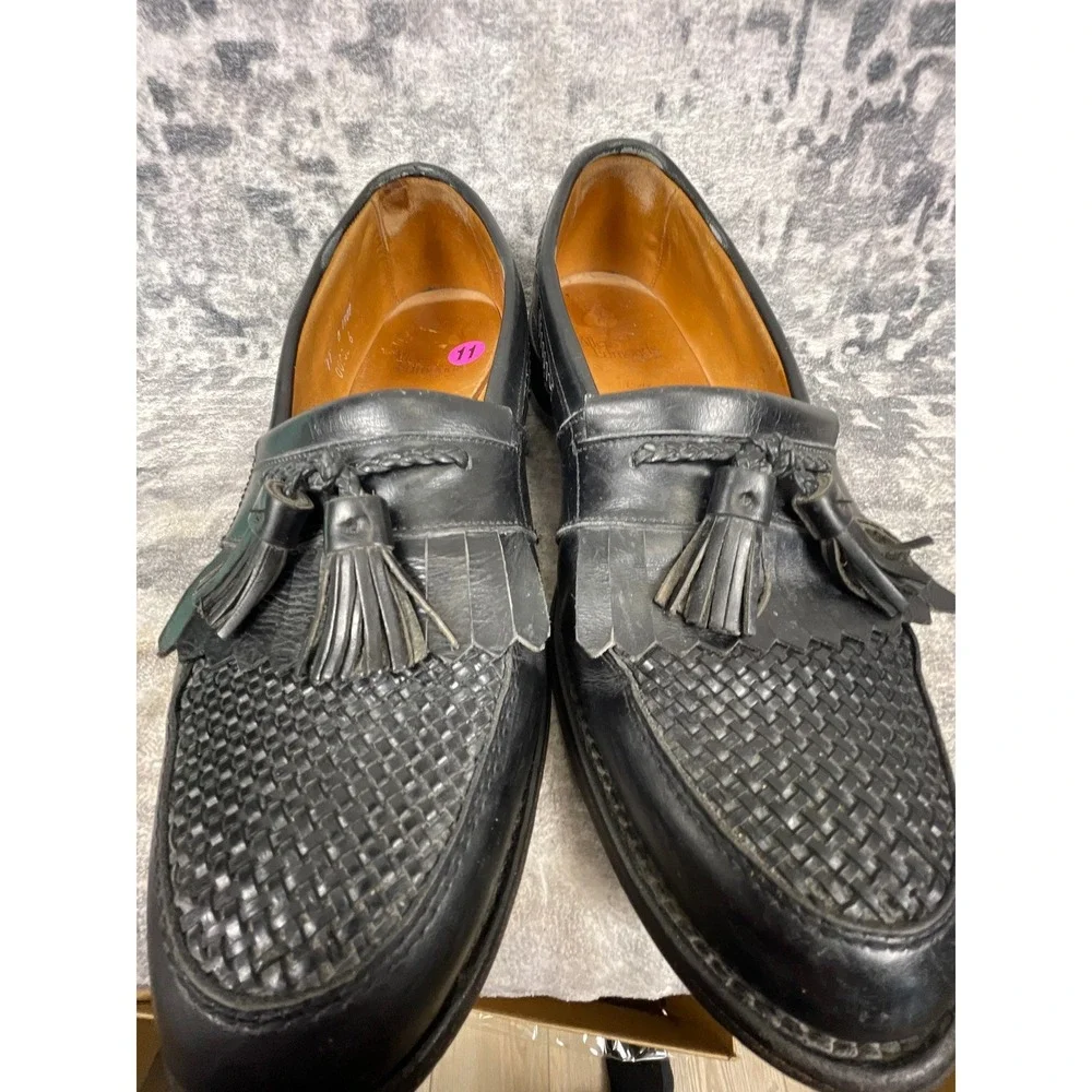 Allen Edmonds Men 11 Cody Tassel Loafers Solid Black Old Money Preppy Ivy League